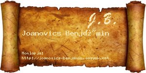 Joanovics Benjámin névjegykártya